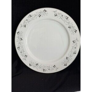 Moon Mist - Fine China 10 3/8" Dinner Plate Japan Gray Florals Vintage 4 Pc